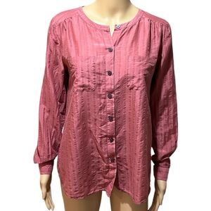 EUC Ann Taylor LOFT Maroon Button Down Tunic Top Sz S